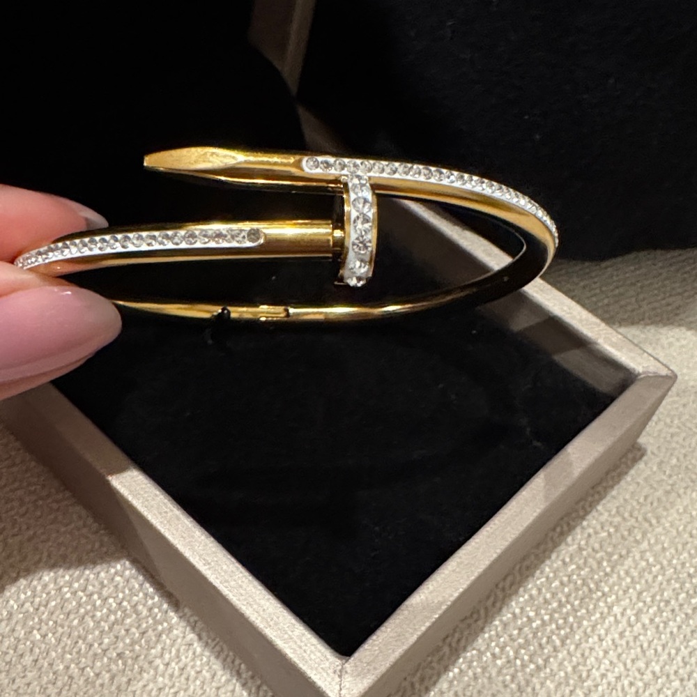 Gold Nail Bangle Bracelet